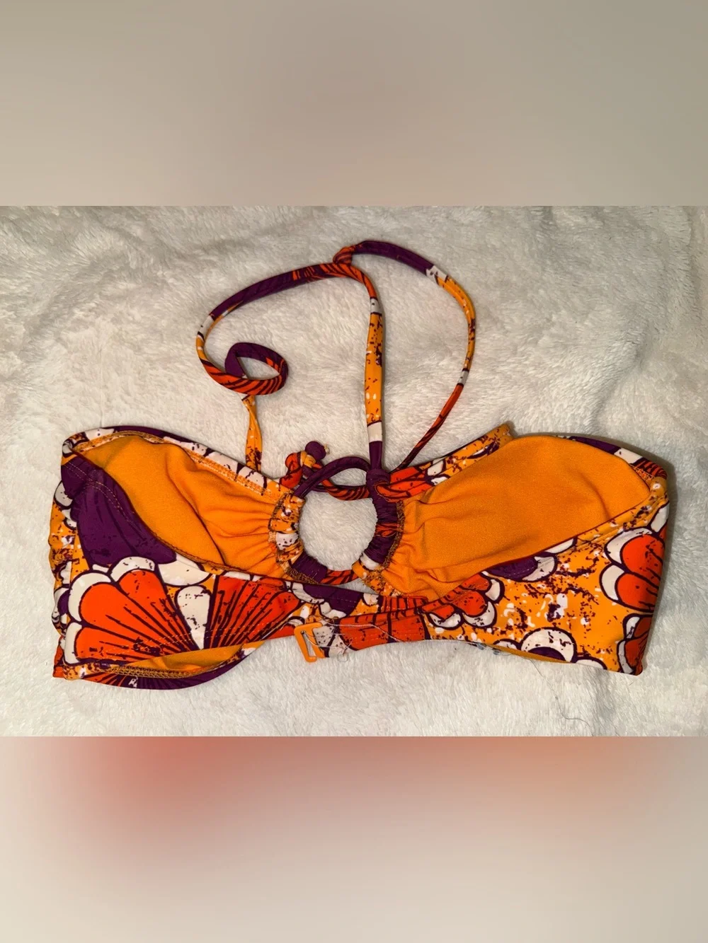Old Navy Orange Purple Floral Bandeau Bikini Top